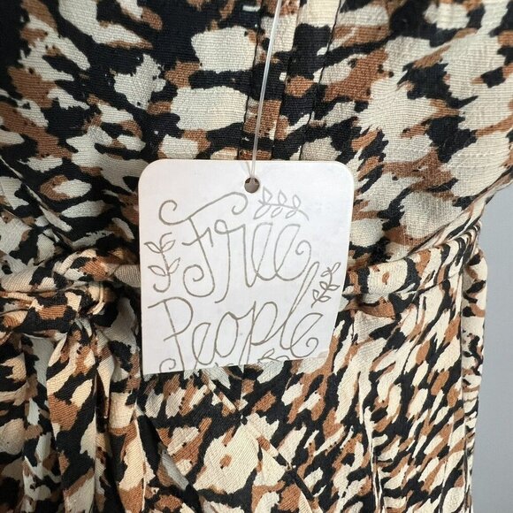 Free People French Quarter Mini Wrap Dress Size XS Brown Black Print NWT - Picture 6 of 14